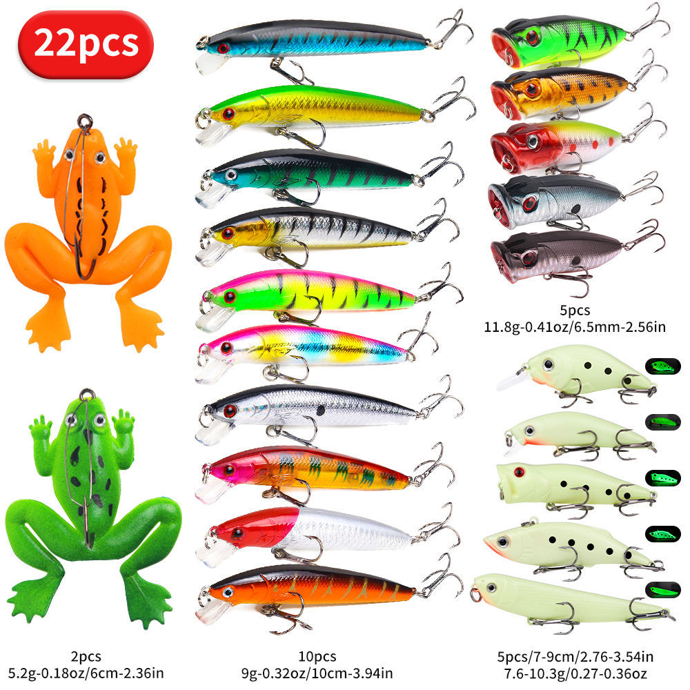 fishing lure kit 22pcs 58pcs 102pcs