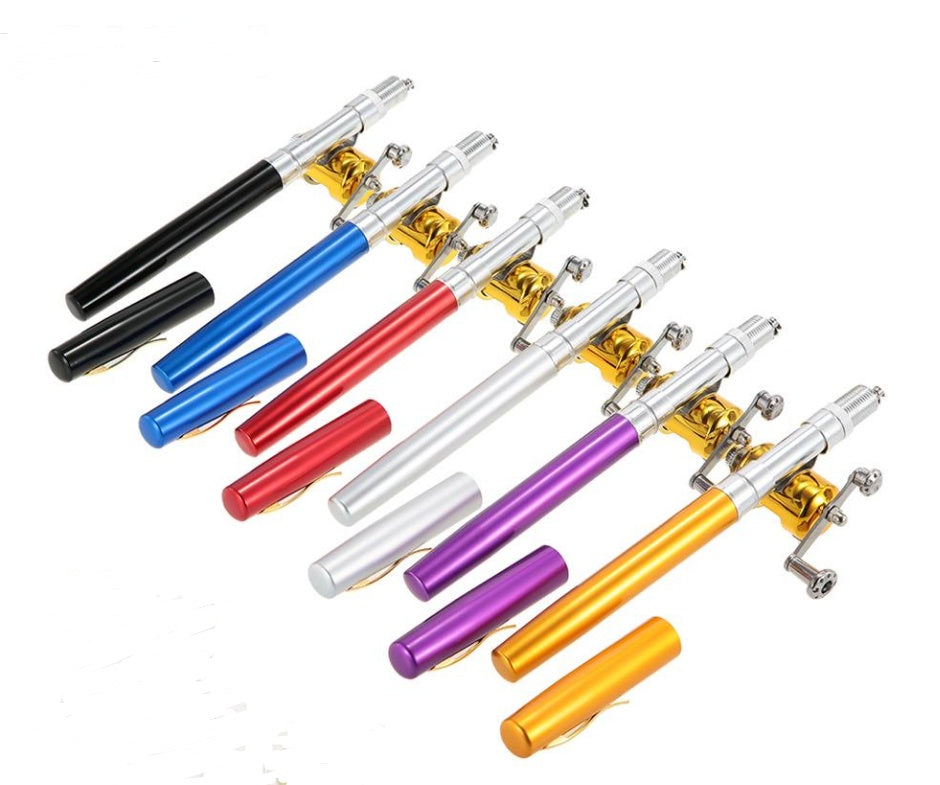 Set of colorful telescopic fishing rods on a white background