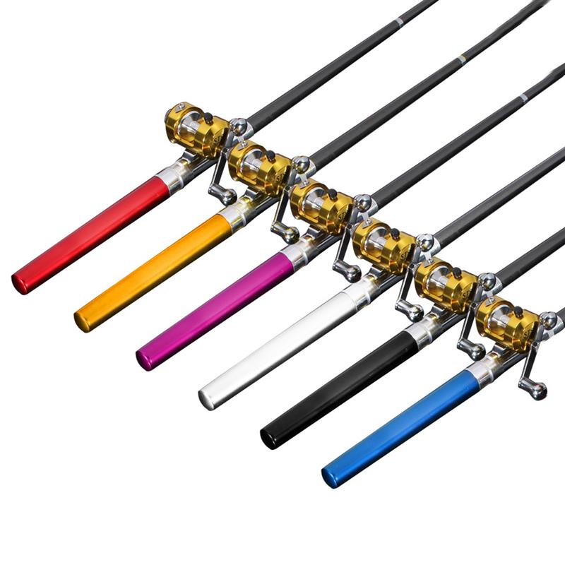 Set of colorful fishing rods with colorful handles on a white background
