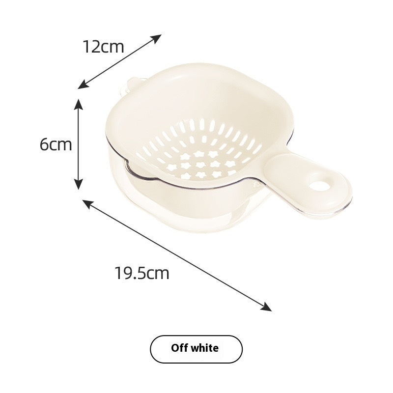 Measurement chart of an off-white kitchen tool with dimensions labeled.