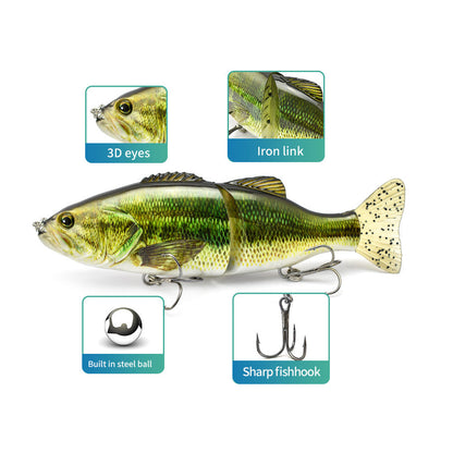 Fishing lure with features highlighted on a white background