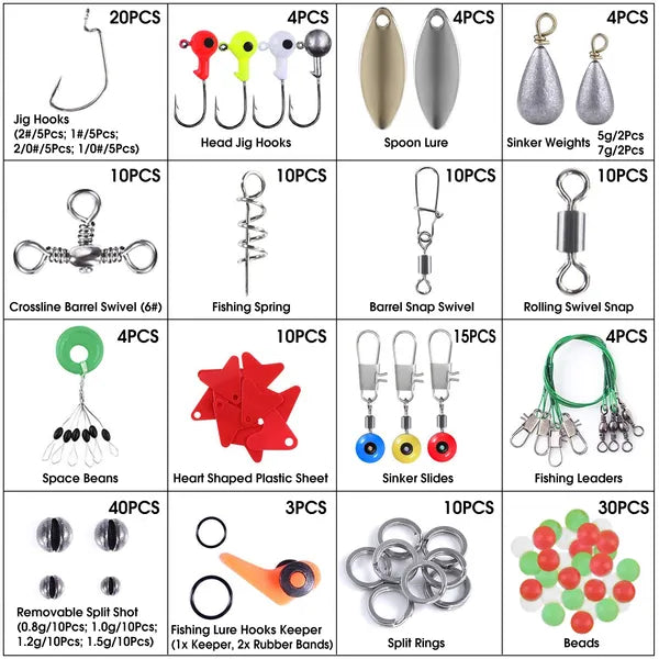 TackleMaster™ 188PCS Fishing Tackle Kit